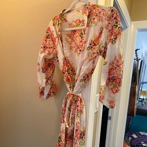 Floral pattern light cotton bathrobe